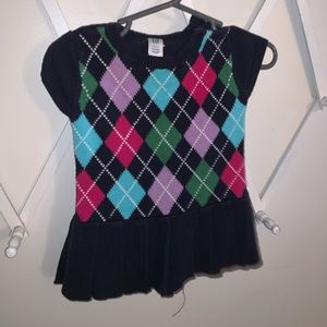 Argyle pleated sweater dress